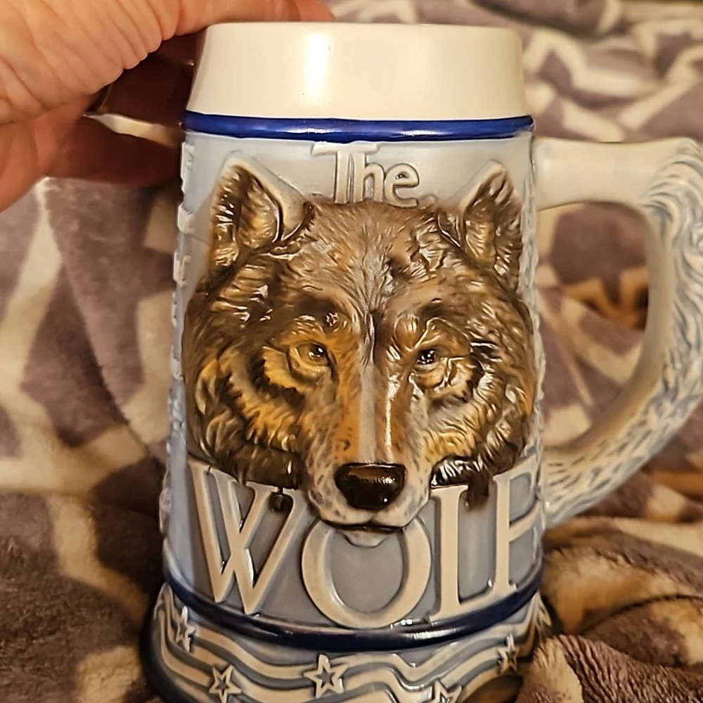 The WOLF 3D Ceramic Beer Stein Mug Cup